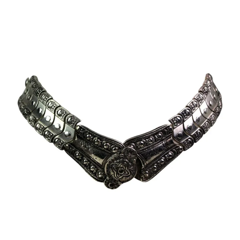 EMBELLISHED WHITE REAL LEATHER METAL 1 1/8